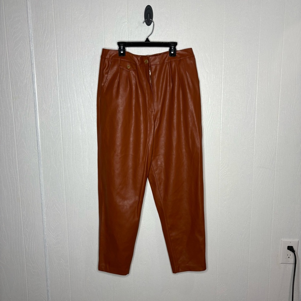 BlankNYC faux leather cognac tapered pants size 30